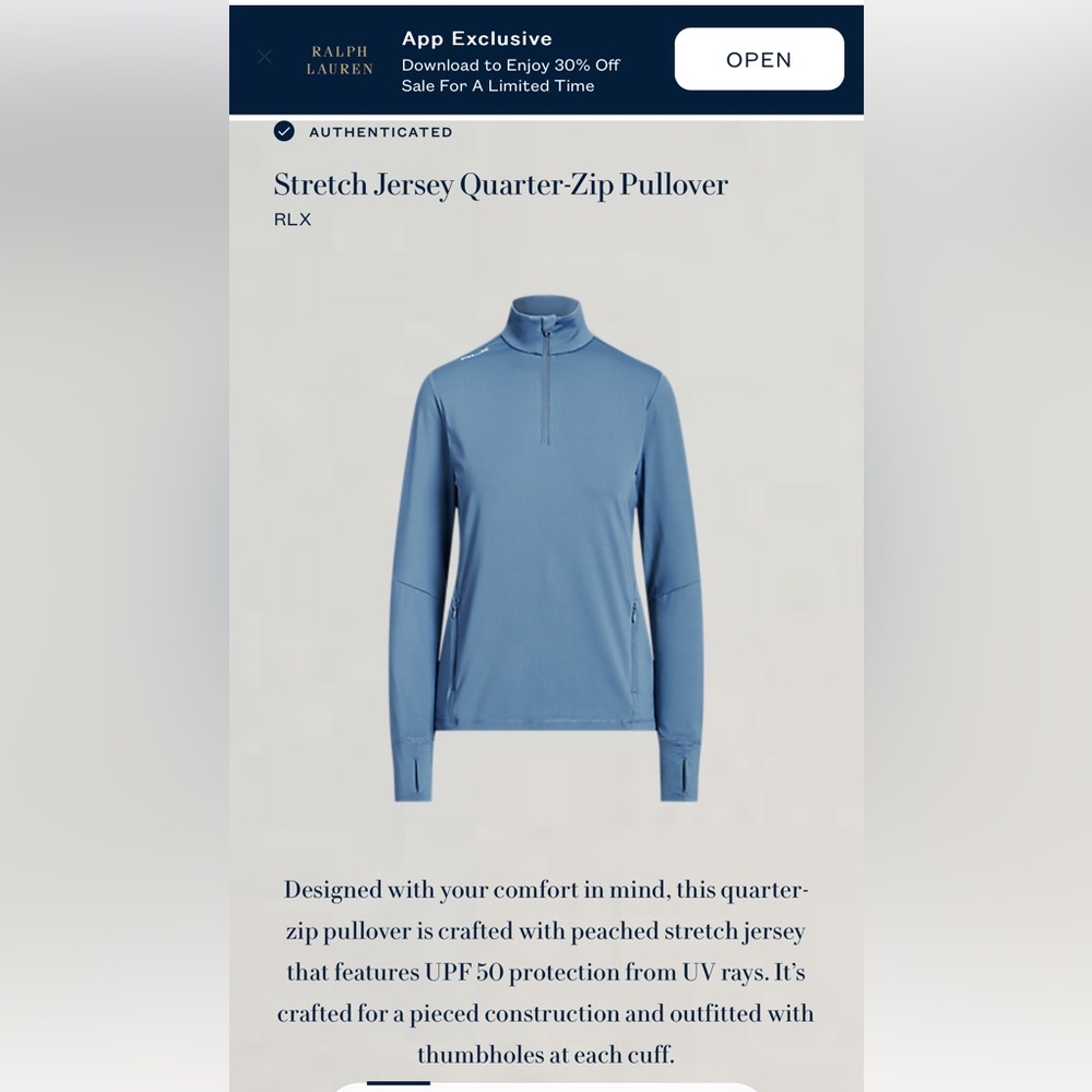Ralph Lauren RLX Stretch Jersey Quarter-Zip Pullover.